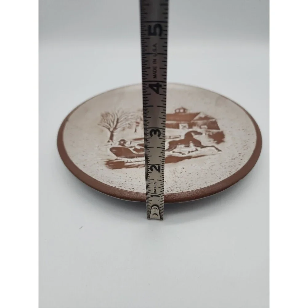 Goss Pottery Vermont Winter Scene Plate Horse Drawn Sleigh Farm County Side